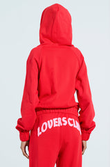LOVERS CLUB ZIP UP HOODIE IN RED