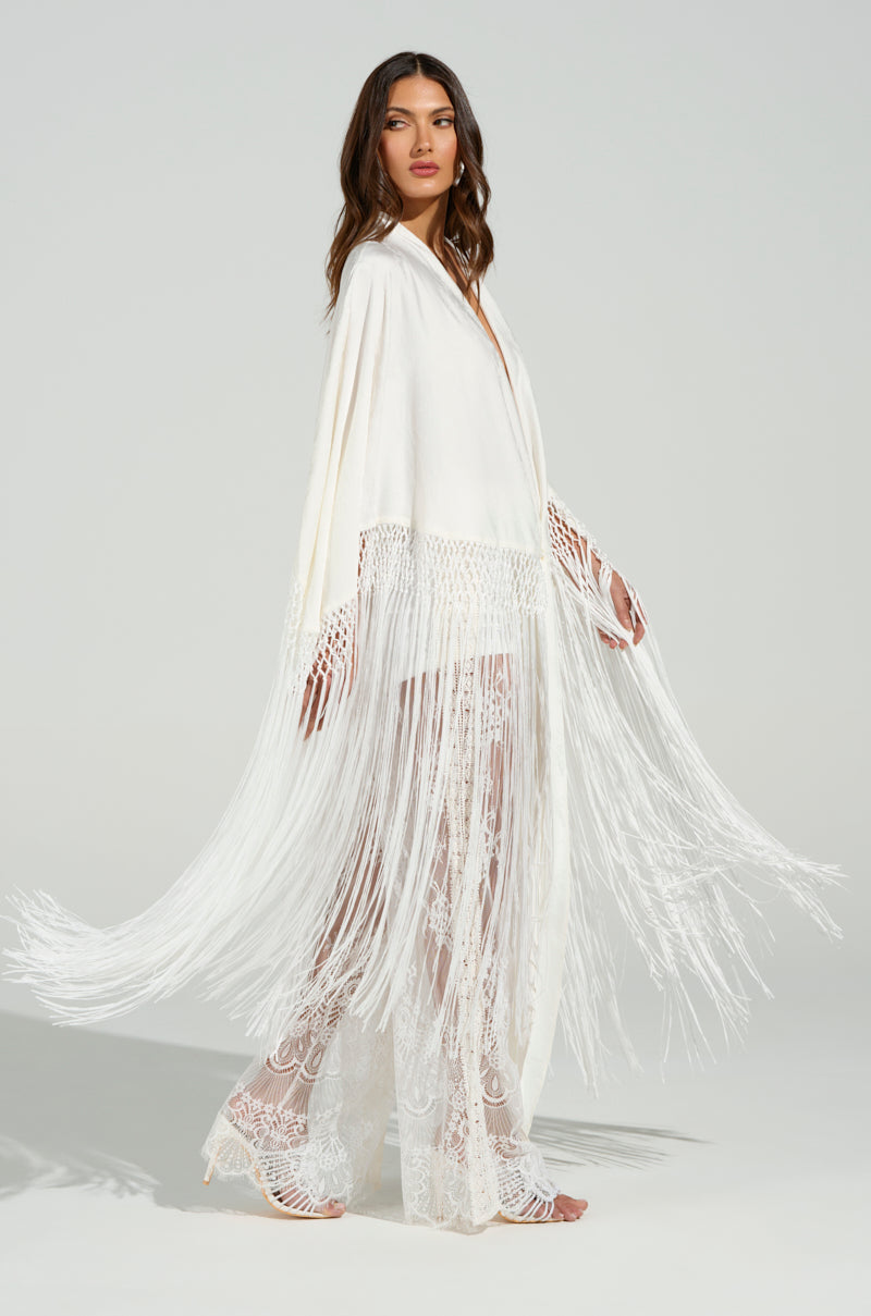 ON TO SOMETHING GOOD FRINGE TIE FRONT BLOUSE