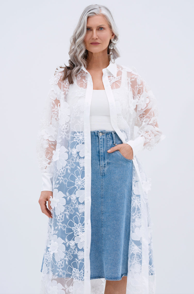 LACE BUTTON UP