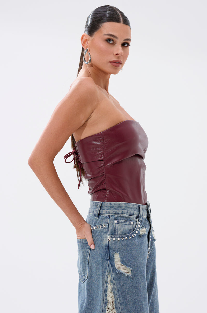 LUSH LIFE FAUX LEATHER BODYSUIT