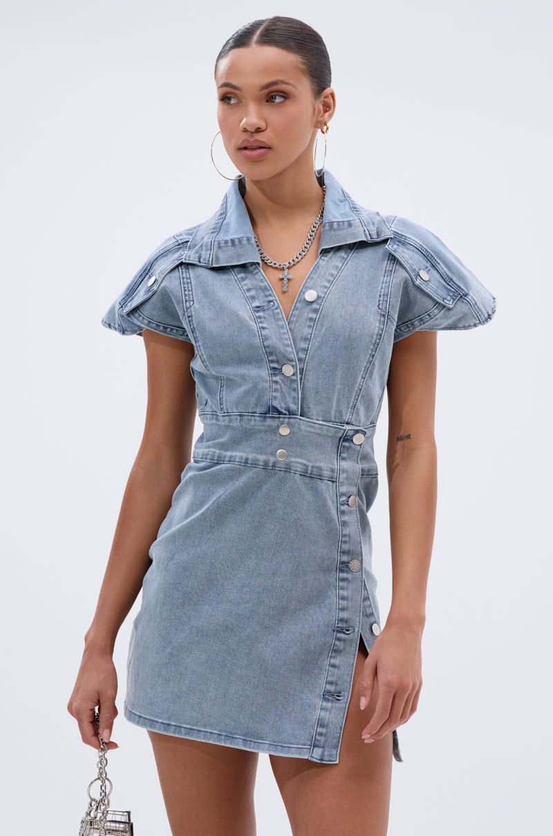 NEVER TOO MUCH DENIM MINI DRESS