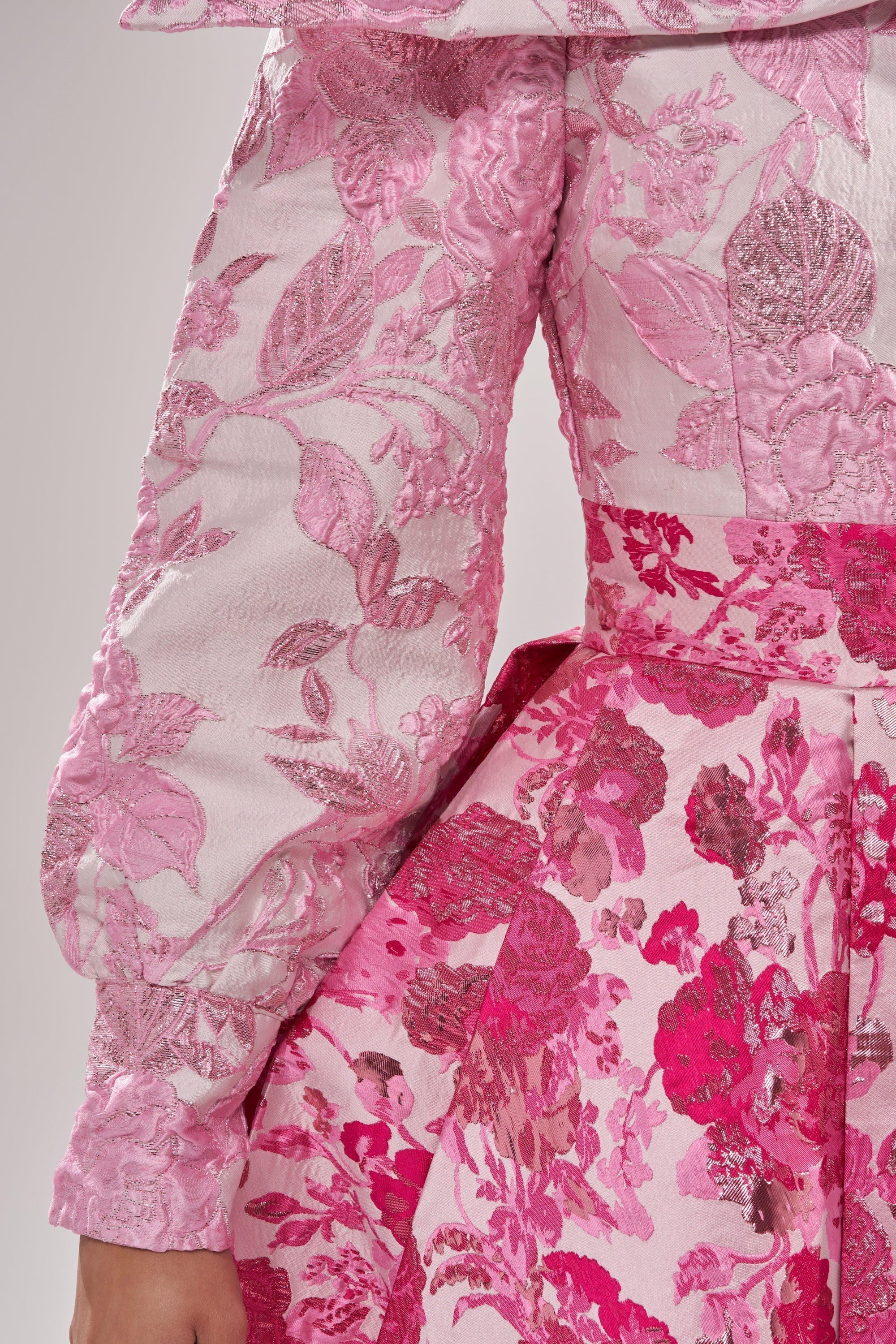 RENAISSANCE TWO-TONE BROCADE MINI DRESS IN PINK