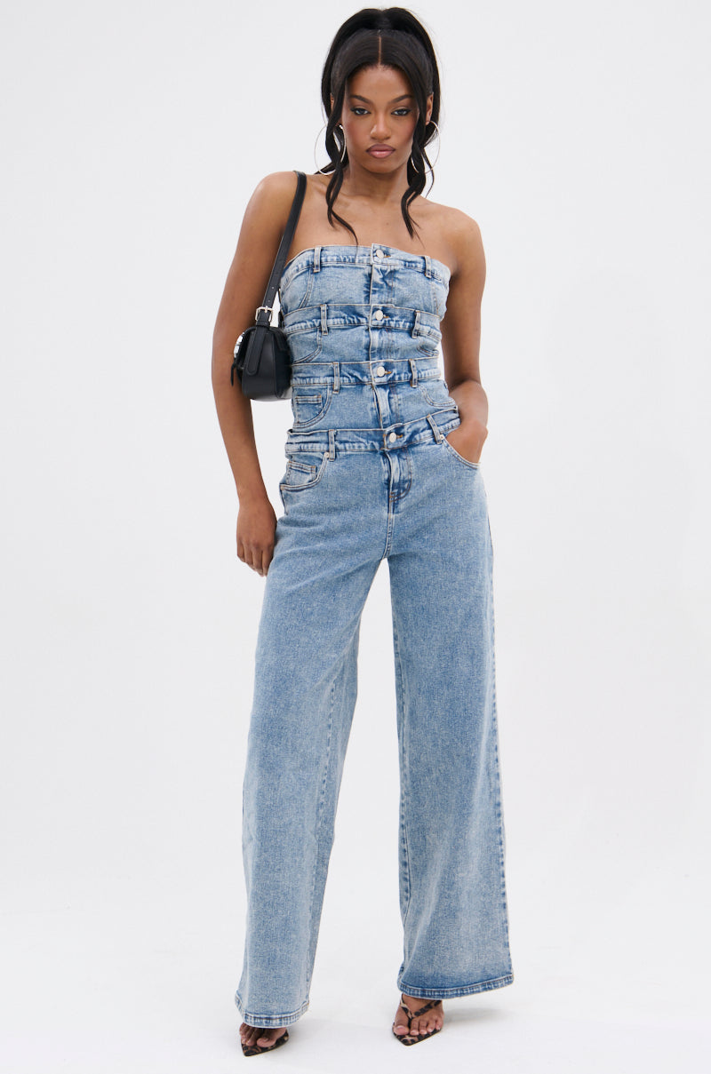DENIM DENIM DENIM LAYERED JUMPSUIT