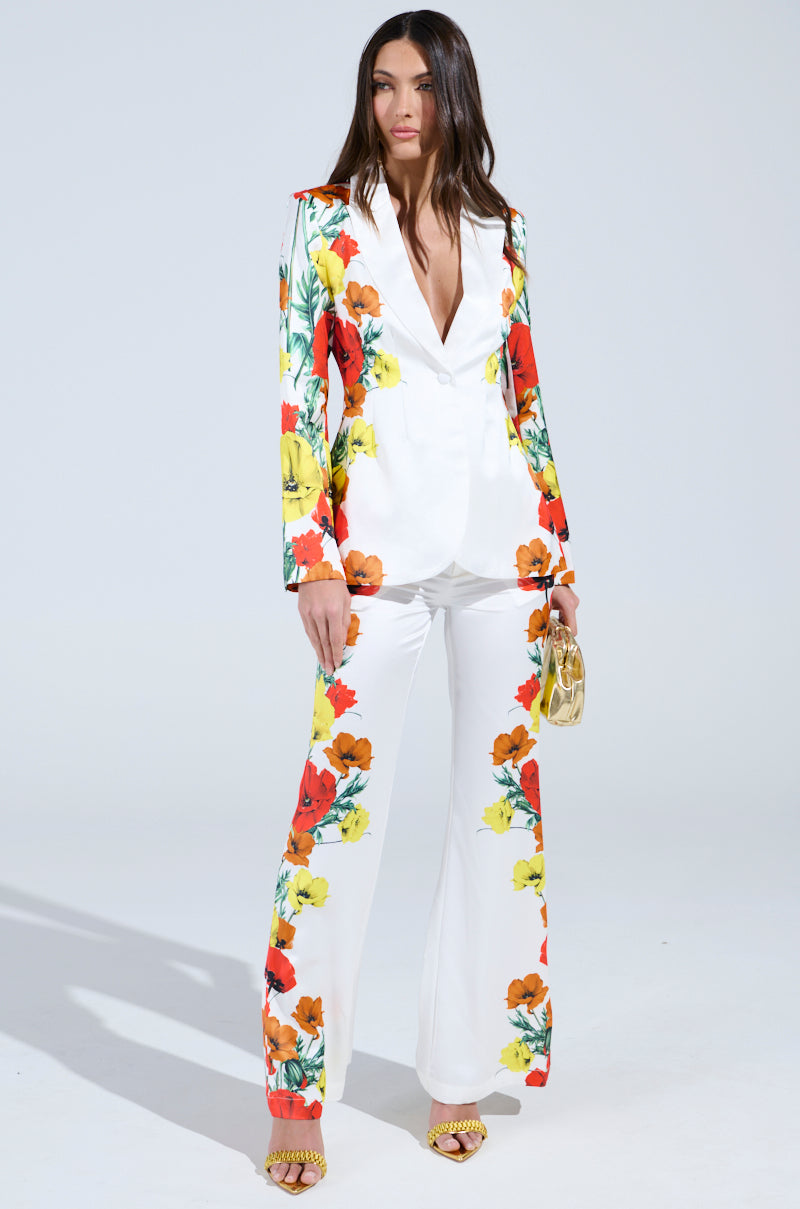 MIND MY OWN FLORAL SATIN BLAZER