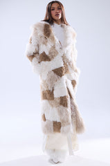 IN MY FEELS PATCHWORK FAUX FUR COAT