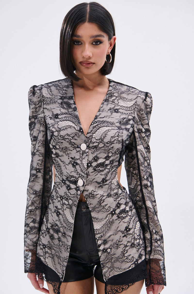 PUSH TO START LACE BLAZER
