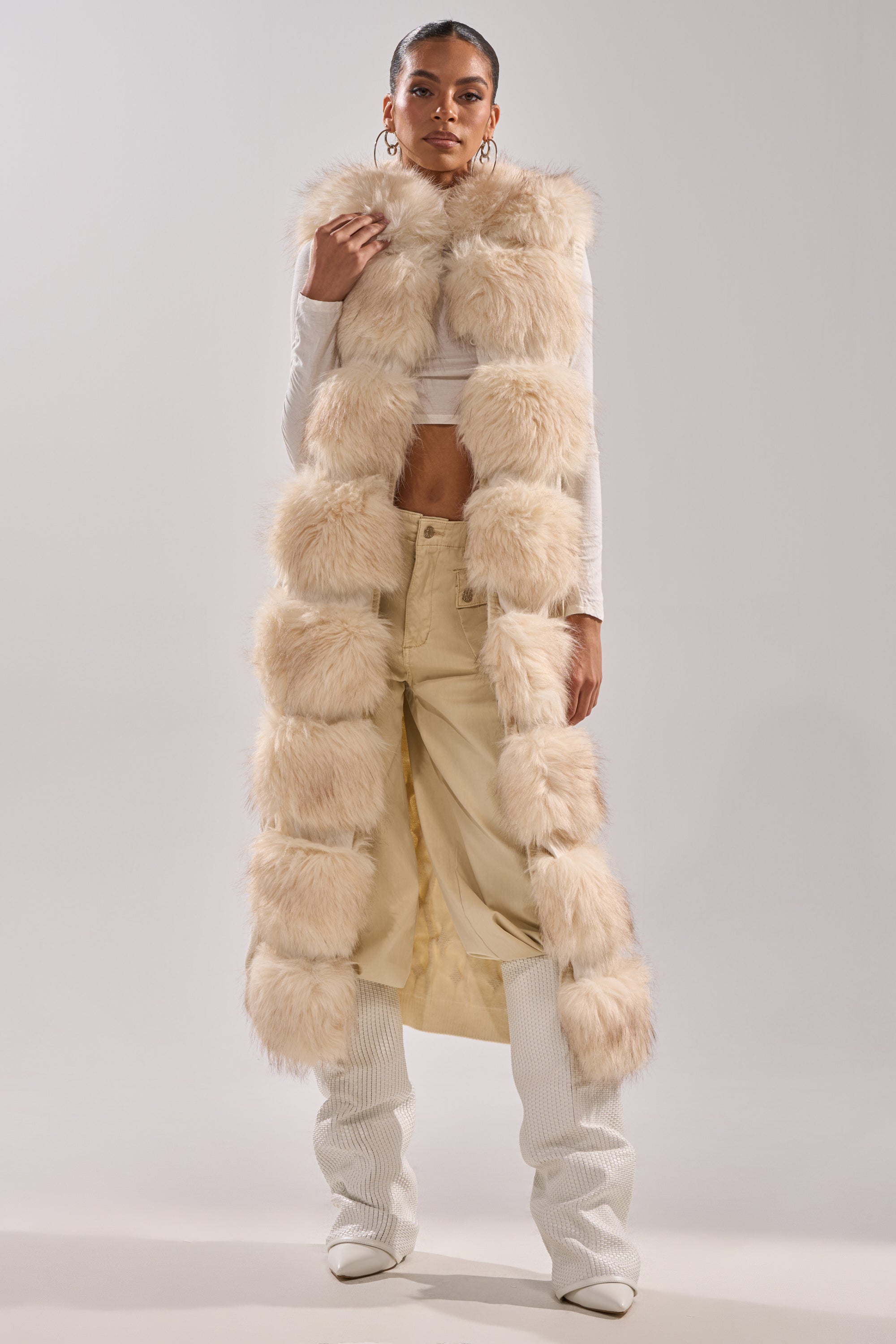 LUXURIOUS FAUX FUR HOODED VEST