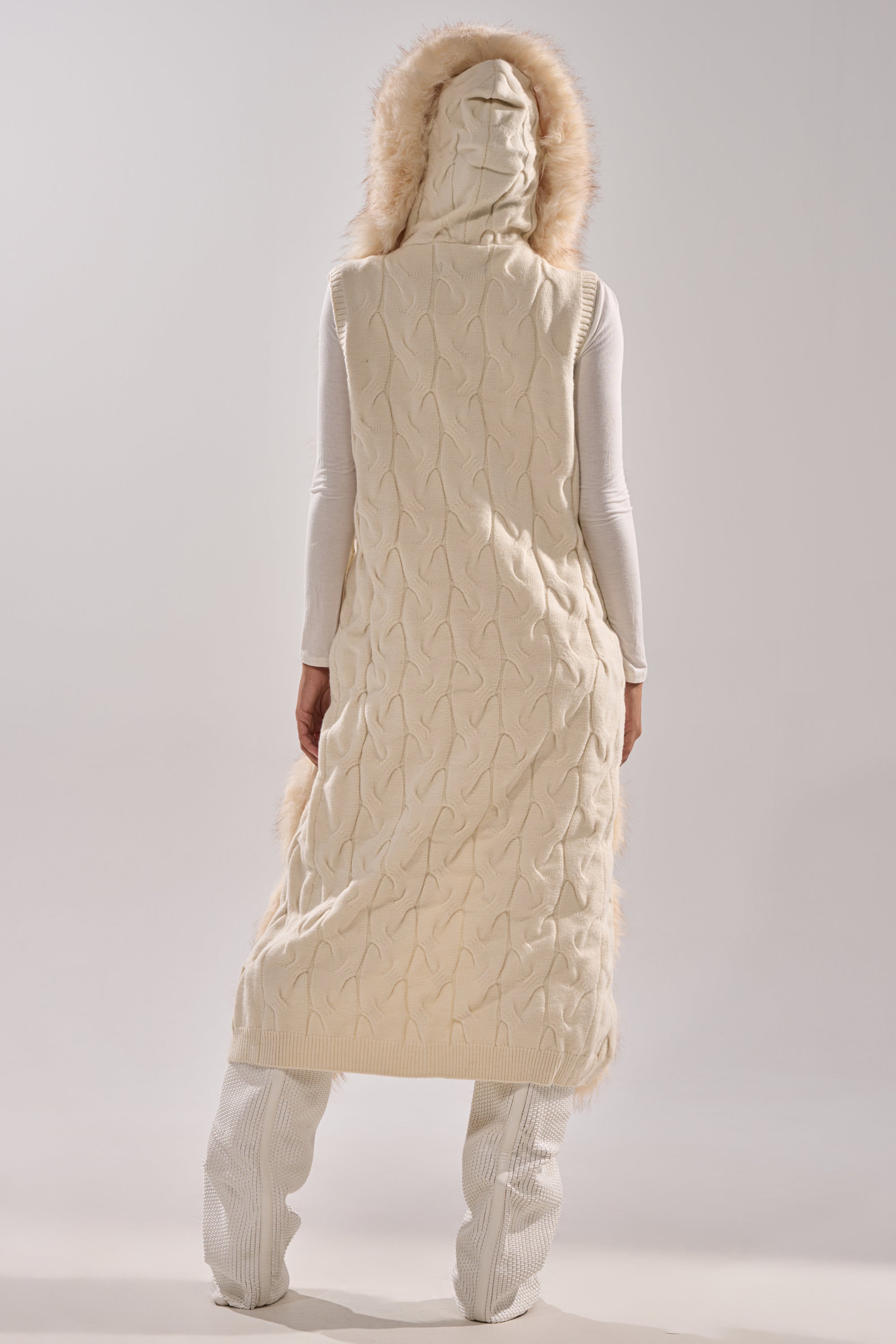 LUXURIOUS FAUX FUR HOODED VEST