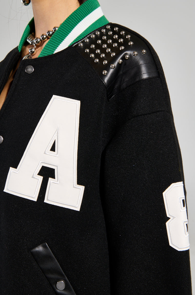 ACE OF SPADES STUDDED BOMBER