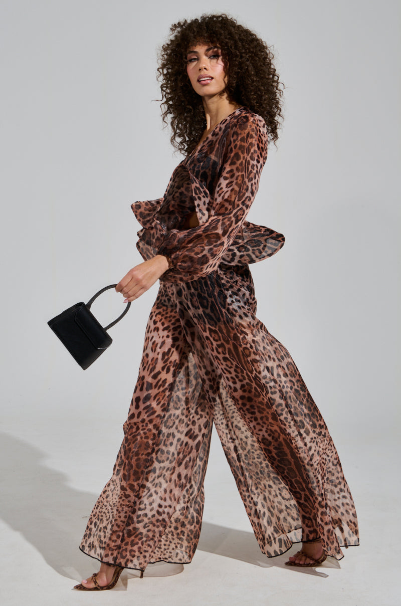 CHEETAH GIRL TIE FRONT BLOUSE
