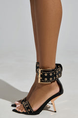 AZALEA WANG LOBELIA BLACK HARDWARE EMBELLISHED STILETTO SANDAL
