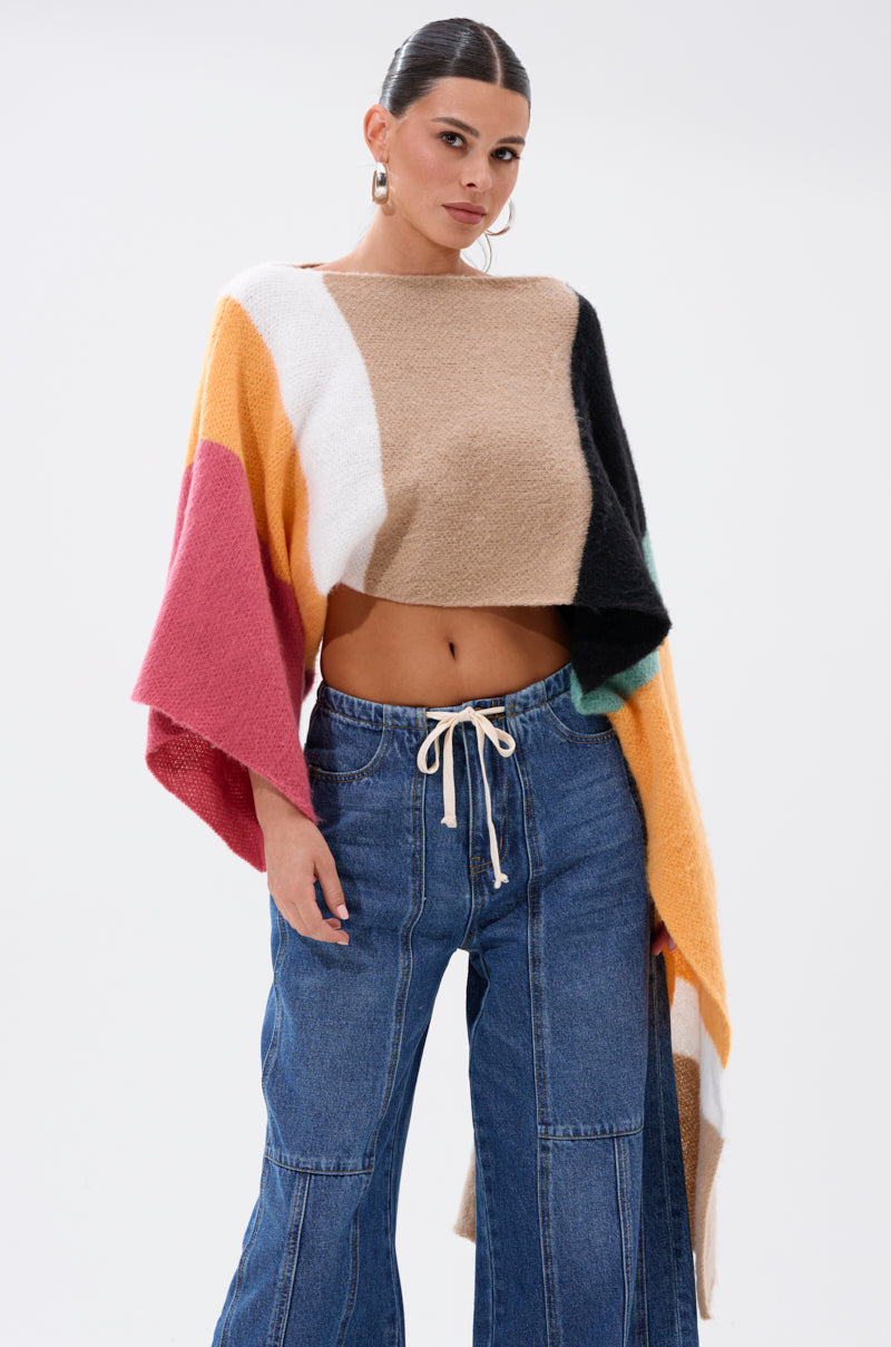 I LIKE IT LIKE THAT CROP ABSTRACT SWEATER