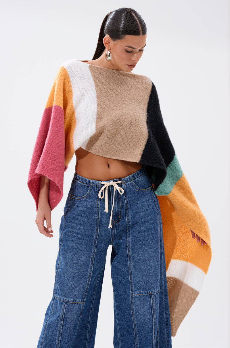 I LIKE IT LIKE THAT CROP ABSTRACT SWEATER