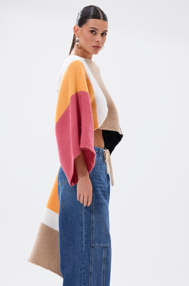 I LIKE IT LIKE THAT CROP ABSTRACT SWEATER