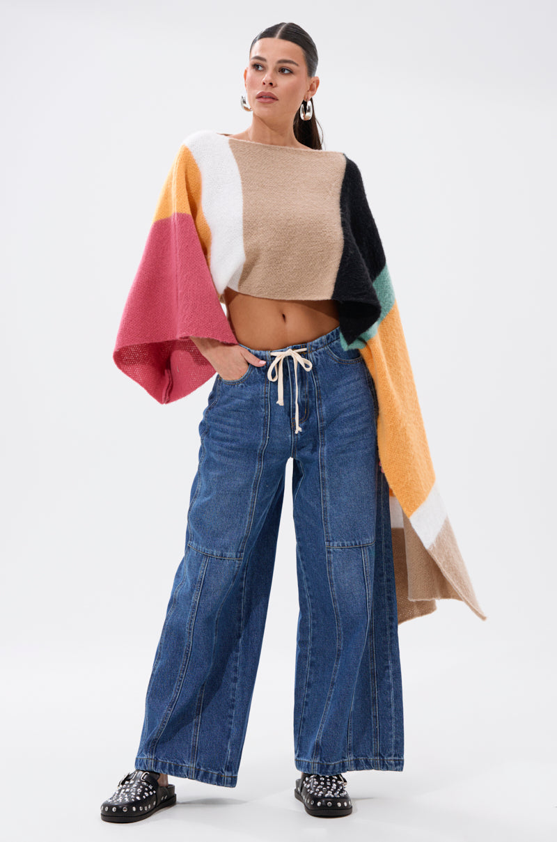 I LIKE IT LIKE THAT CROP ABSTRACT SWEATER