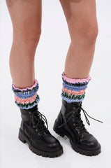 AZALEA WANG LUBNA BLACK FABRIC DETAIL BOOTIE