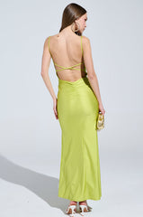 LADY OF THE NIGHT COWL NECK MAXI DRESS IN OLIVE