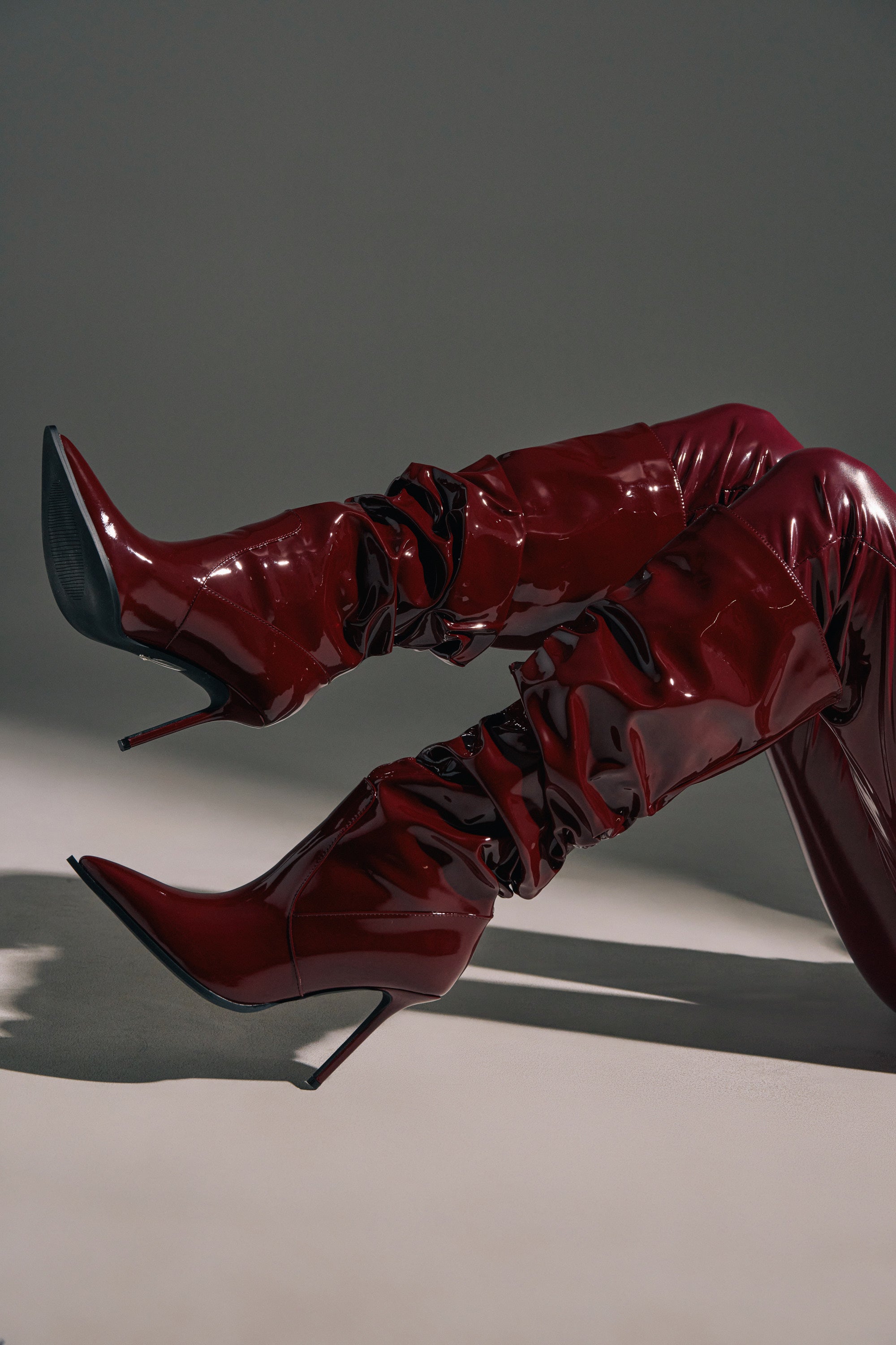 AZALEA WANG MITICA BURGUNDY PATENT SLOUCH BOOT