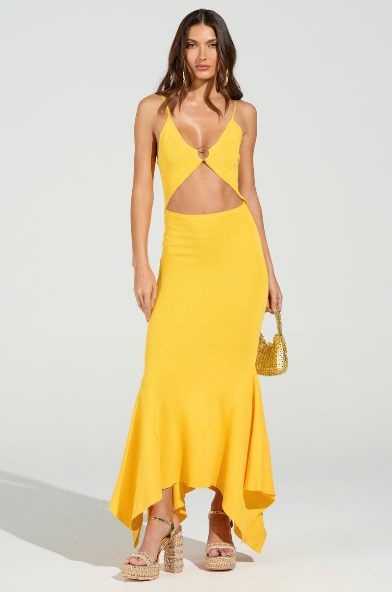 LOOKING FOR FUN KNIT MAXI DRESS IN YELLOW