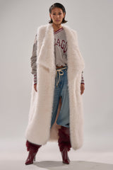 DOWN TIME FAUX FUR VEST IN IVORY