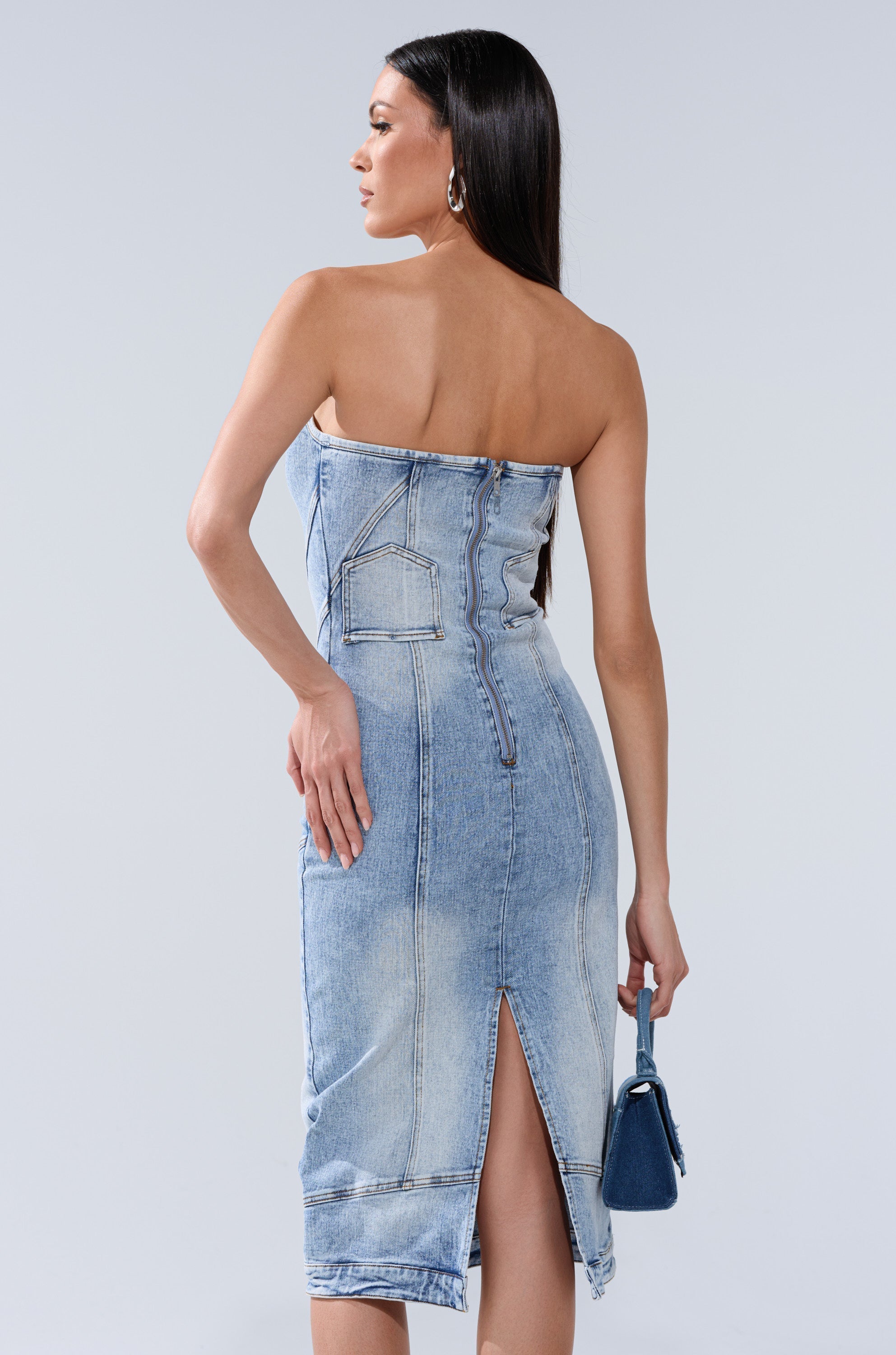 BROOKLYN BADDIE DENIM MIDI DRESS