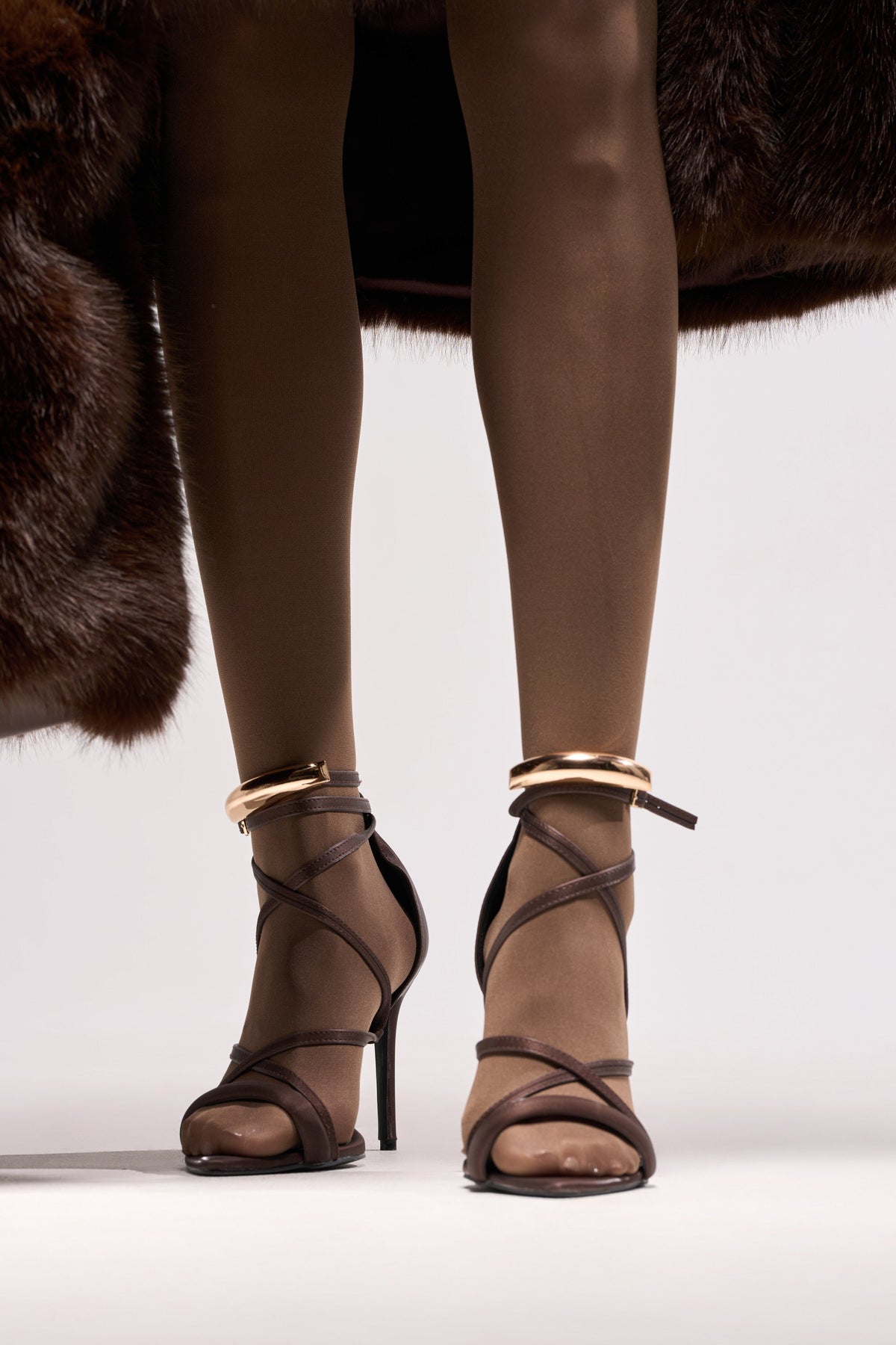 AZALEA WANG RADHA CHOCOLATE METAL EMBELLISHED SANDAL