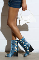 AZALEA WANG RANSOM BLUE MULTI SNAKE BOOTIE