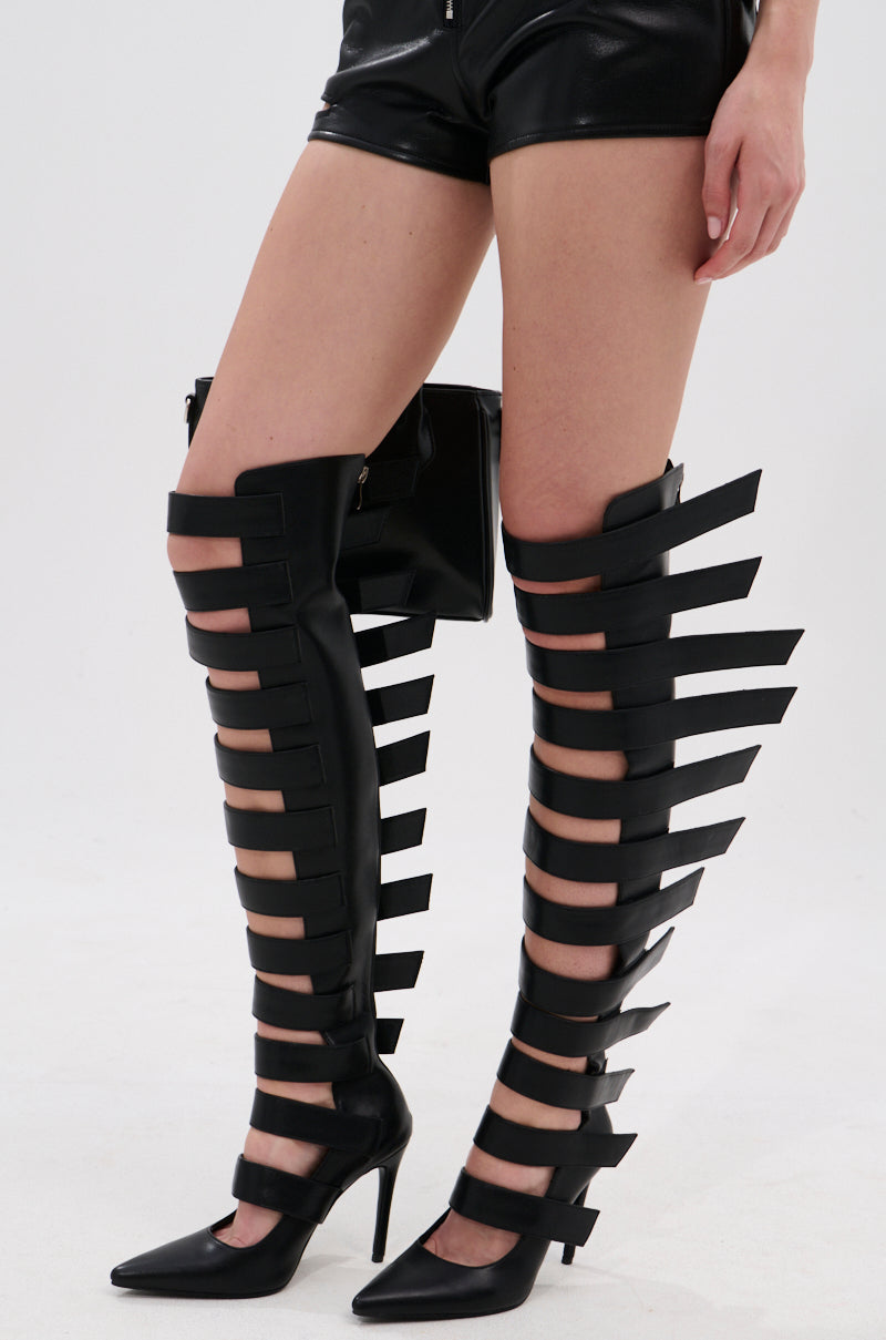 AZALEA WANG REIN BLACK THIGH HIGH BOOT
