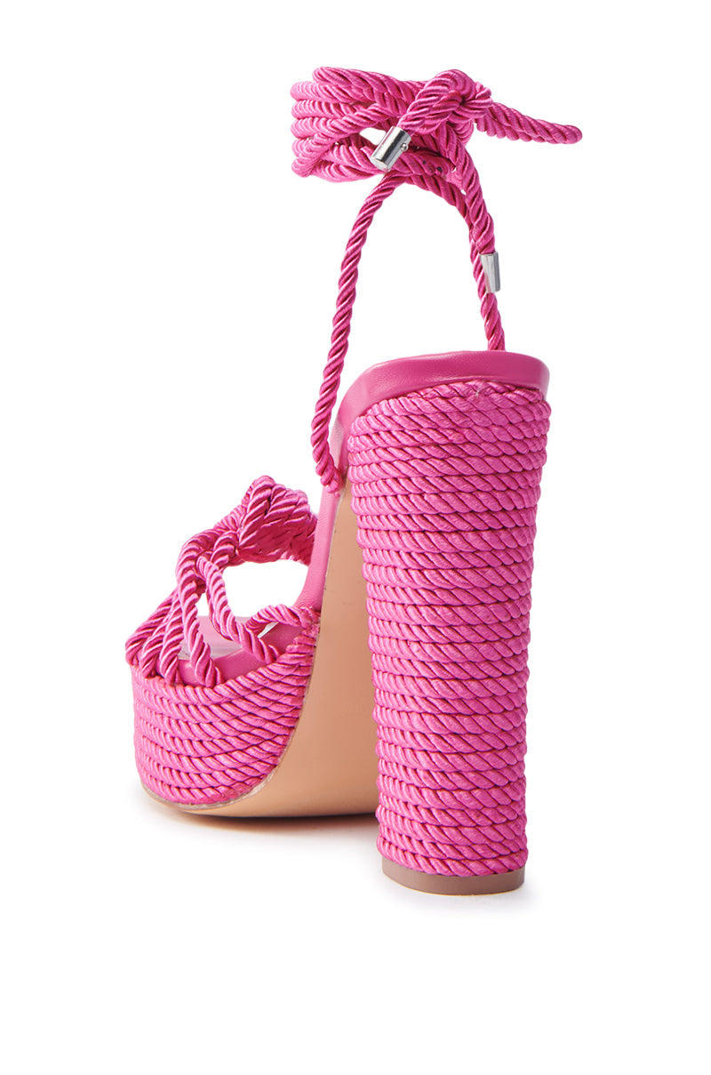 RENEE FUCHSIA ROPE DETAIL LACE UP SANDAL