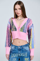 COLOR POP CROPPED CARDIGAN