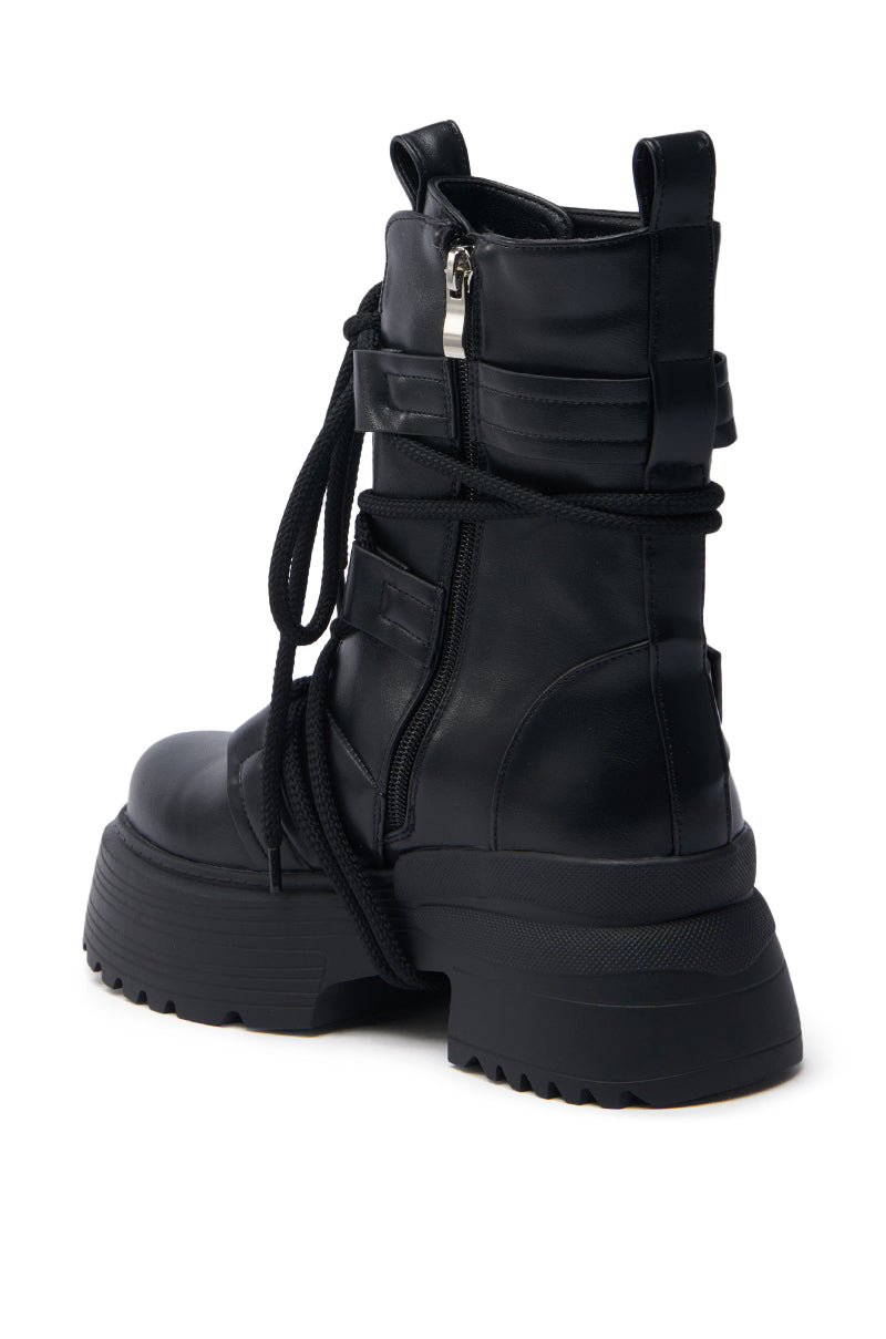 AZALEA WANG ROISIN BLACK COMBAT BOOTIE