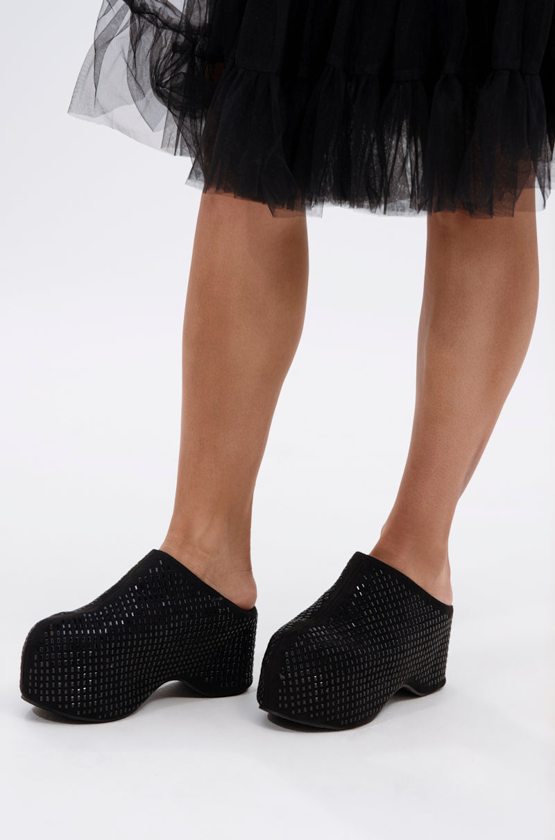 AZALEA WANG ROMESCO BLING FLATFORM CLOG IN BLACK