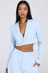 LOTTIE CROPPED BLAZER IN LIGHT BLUE