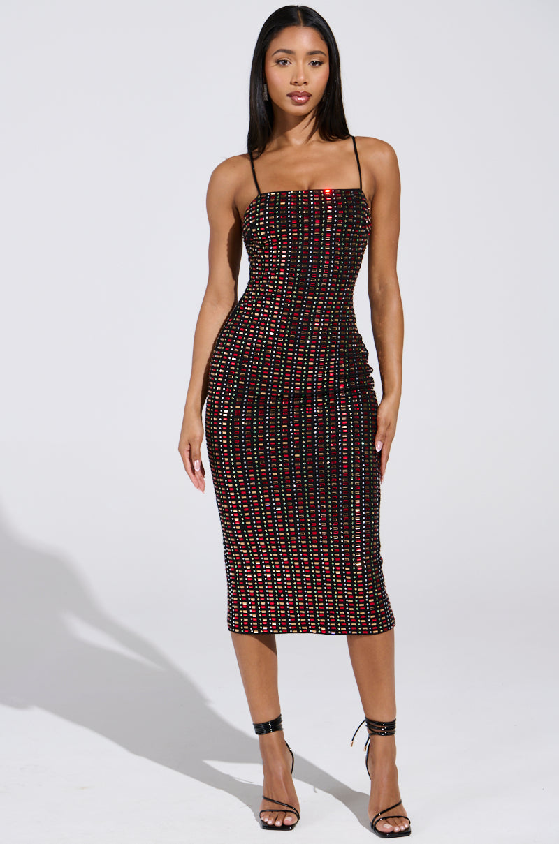 RENEE RHINESTONE MIDI DRESS
