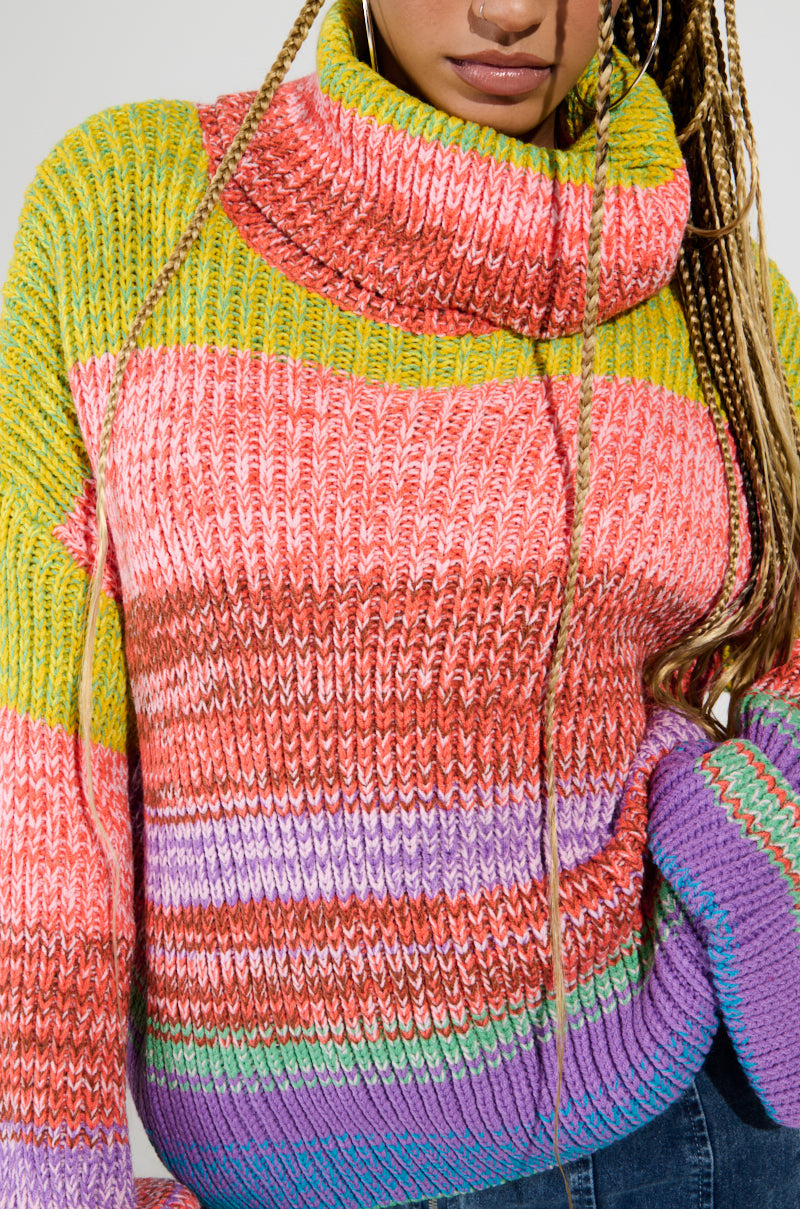 LOOK AT ME CHUNKY MULTI COLOR KNIT SWEATER