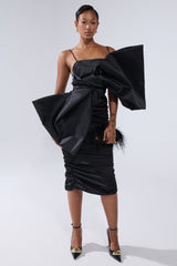 ONE OF ONE BOW MIDI DRESS IN BLACK