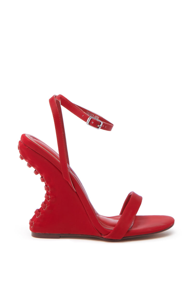 AZALEA WANG SAWNEY RED LACE UP PATENT SANDAL