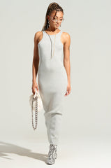 COCOA BUTTER SCUBA MAXI DRESS IN GREY