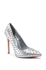 AZALEA WANG SILVVY SILVER PUMP WITH SPIKES