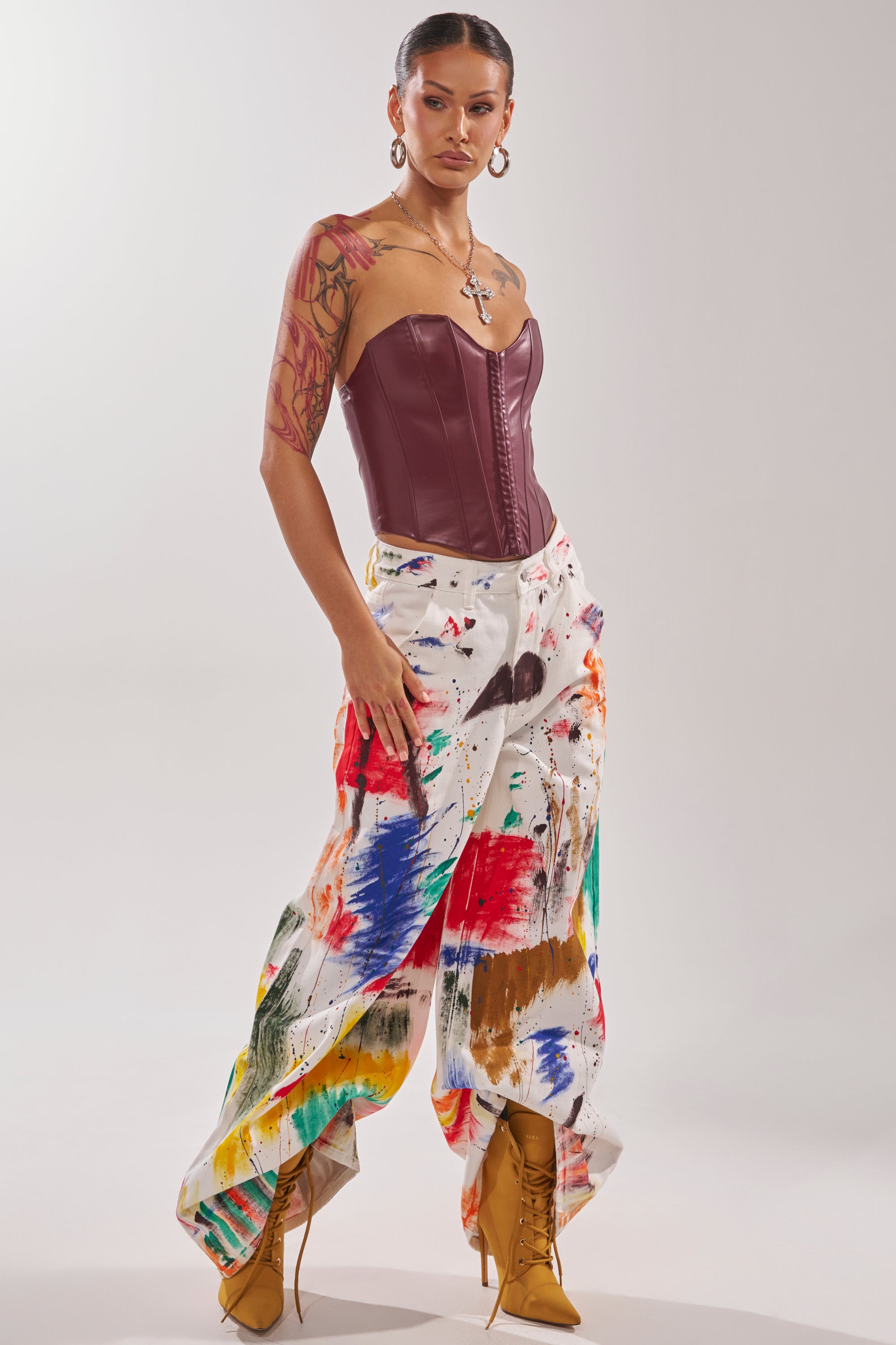 PAINTED ON RELAXED DENIM PANT