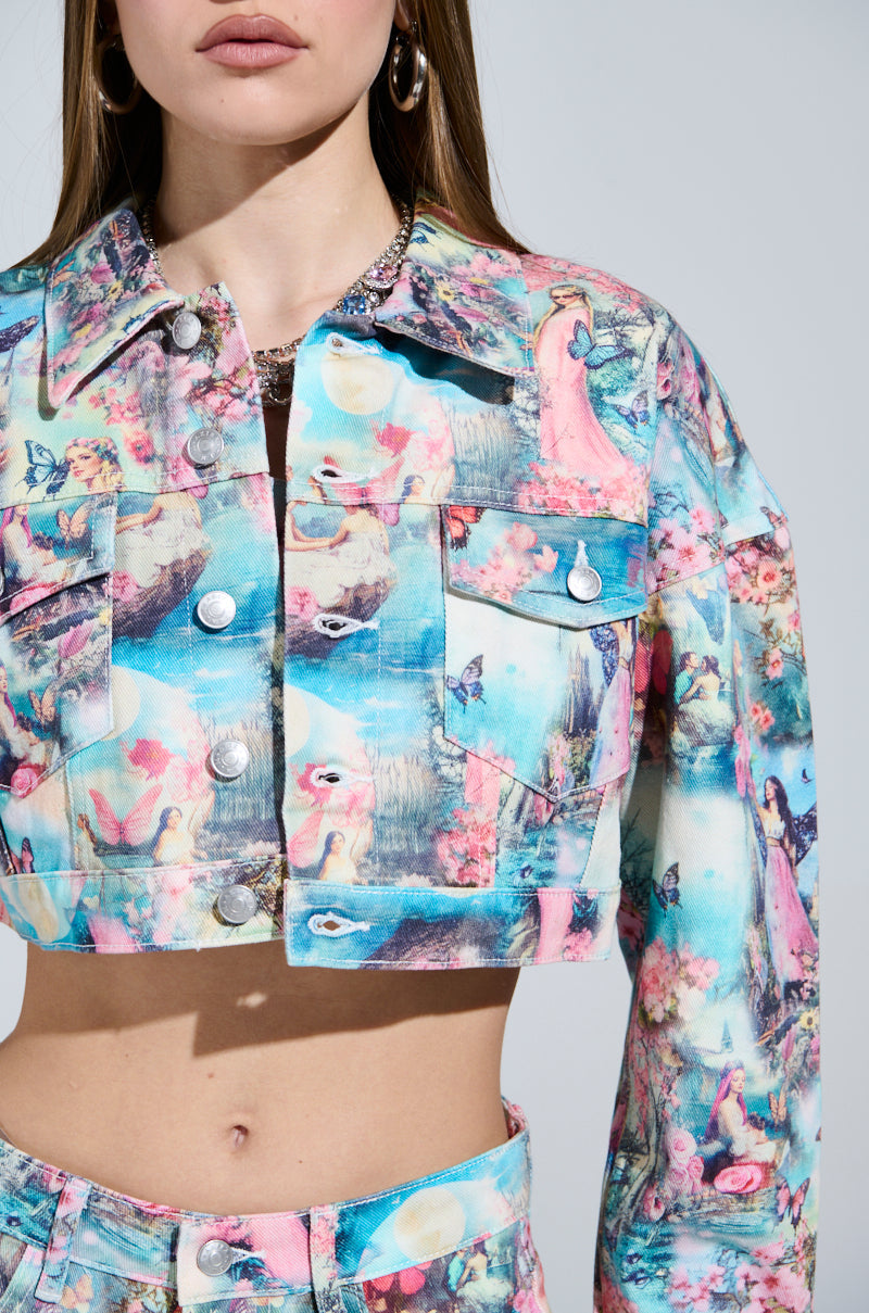 FEMALE FANTASY PRINTED DENIM JACKET