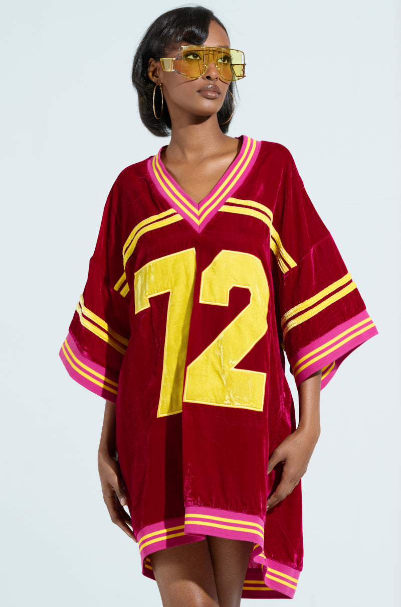 MOVING FORWARD VELVET JERSEY DRESS