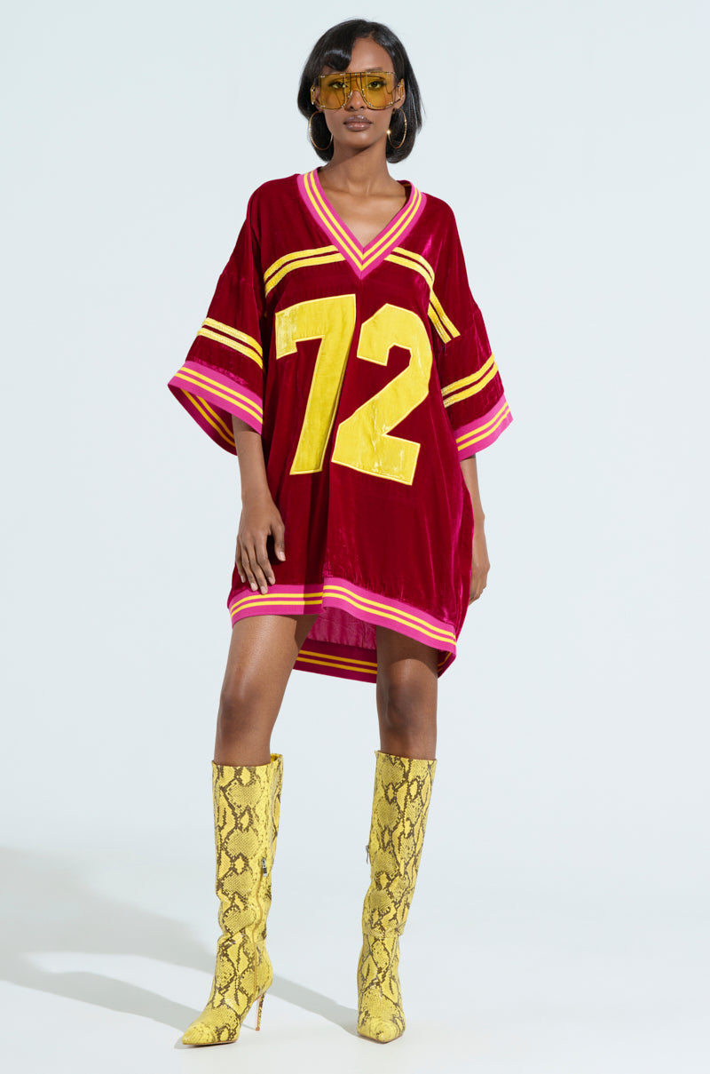 MOVING FORWARD VELVET JERSEY DRESS