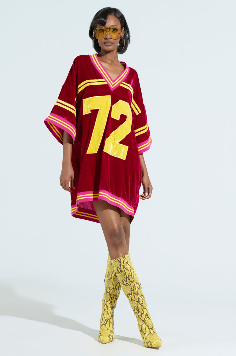 MOVING FORWARD VELVET JERSEY DRESS
