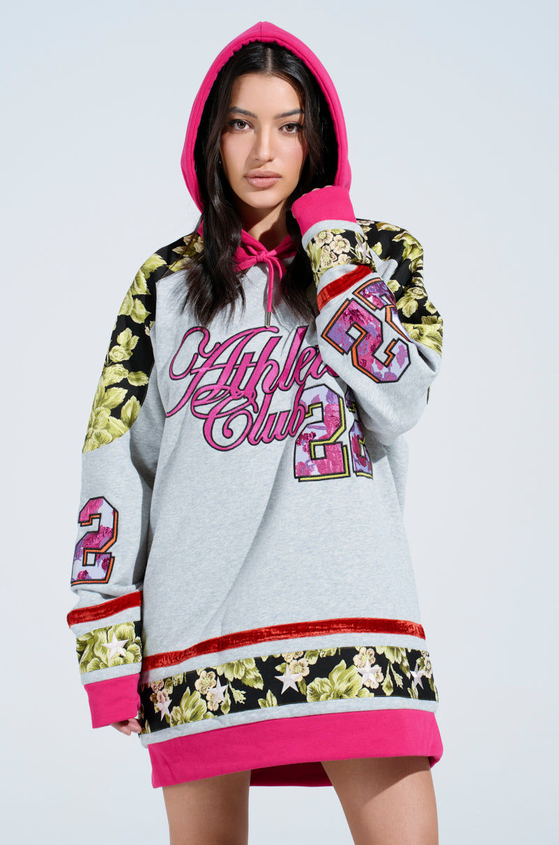 ATHLETIC BROCADE SWEATSHIRT DRESS