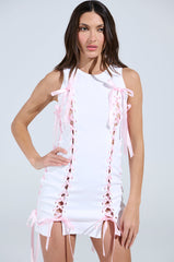 LULU TIE FRONT MINI DRESS