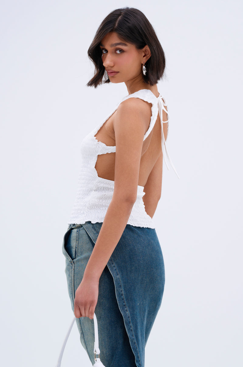 CHLOE OPEN BACK & SMOCKED BODY TOP