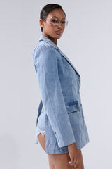 BACKLESS DENIM BLAZER