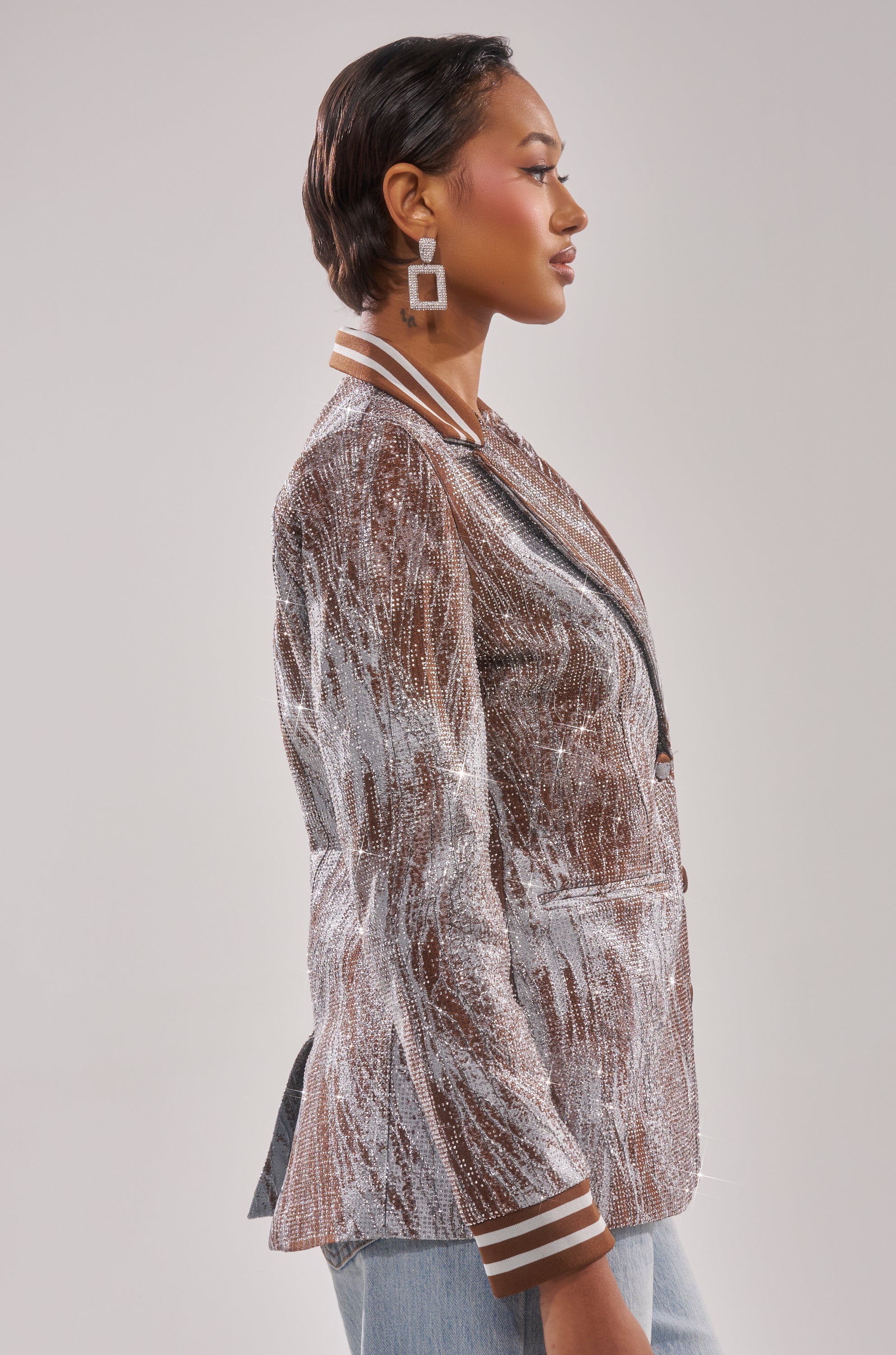 DASH EMBELLISHED BROCADE BLAZER
