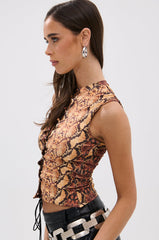 RATTLESNAKE LACE UP TOP